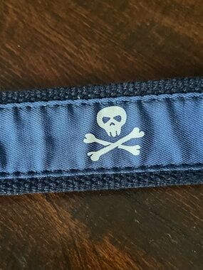 Vineyard Vines Belt Leather Canvas Skulls & Bones Brass 32 Shep & Ian USA Made